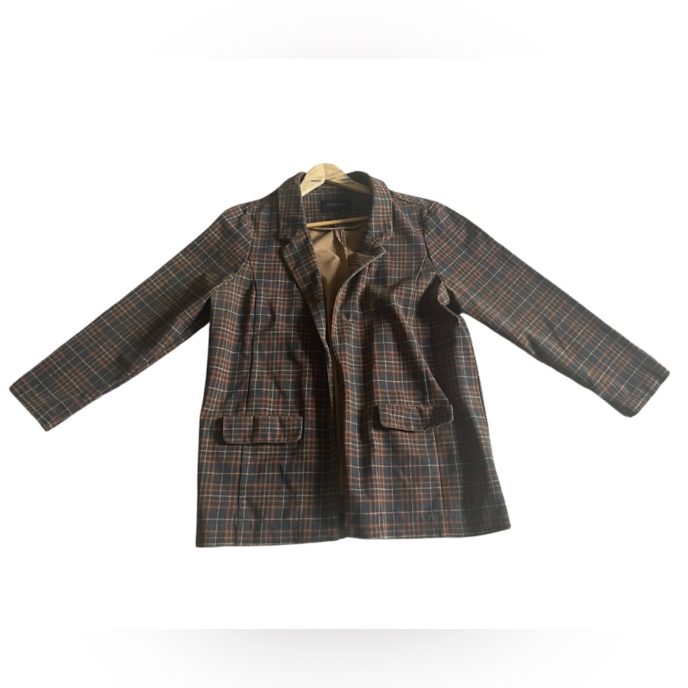 Liverpool Los Angeles Size XL Womens Blazer Plaid Retro Open Front Jacket